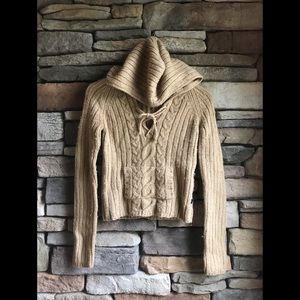 Abercrombie & Fitch Tan Cable Knit Hoodie -S- GUC